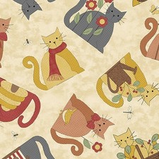 Wooly Cats  Cotton Fabric Benartex Kitty  By The Yard  picture