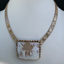 Victorian Hand-Carved Shell Cameo In Gold Fill. Milor of Italy Necklace. Antique picture