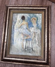 Vintage Original Oil Canvas ballerina Dancer Maryse DuCaire Art Painting  picture