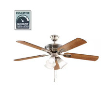 Hampton Bay Glendale III 52 in. LED Indoor Brushed Nickel Ceiling Fan with Light picture