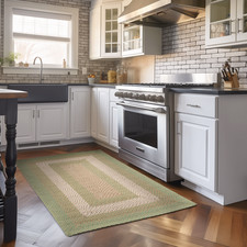 Country Braided Area Rug Farmhouse Green Rug for Kitchen & Dining Rooms picture