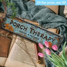 Metal Porch Therapy Sign Vintage Metal Tin Sign Wall Art Decor Home Clinic Decor picture