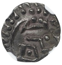 ANGLO-SAXON England 695-740 AD, Continental Issue Silver Sceat S-790c, NGC AU55 picture
