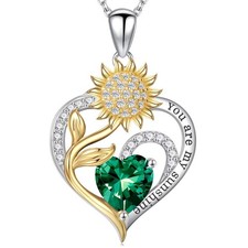 Iefil Sunflower Gifts for Women - Necklace 05-May-Emerald Green  picture