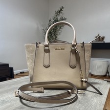 Michael Kors Camel Pebbled Satchel Top Handle Zip Bag w/ Detachable Strap picture