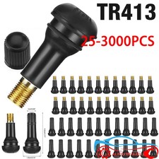 25-100pcs Tire VALVE STEMS TR 413 Snap-In Car Short Rubber Tubeless Black picture