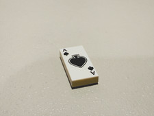 SHIPS FREE LEGO Minifugure White 1x2 Tile Ace of Spades Playing Card MOC picture