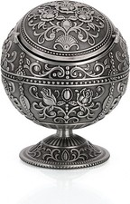 Vintage Windproof Ashtray with Lid - Elegant Push-Down Design for Home & Outdoor picture