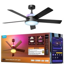 Govee 52'' Smart Ceiling Fan w/ RGBIC Lights Remote Black Flush Mount 5000 CFM picture