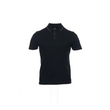 Alfani Mens Polo Shirt Deep Black Cotton Blend Solid Short Sleeve Casual Top picture