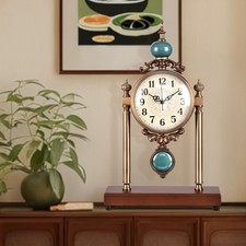 Classic Retro Pendulum Table Clock, Antique Style Desk Clock for Living Room  picture