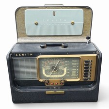 VINTAGE ZENITH TRANS OCEANIC WAVE MAGNET RADIO MODEL H500 UNTESTED BLACK Clean picture
