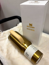 Stanley x Messi Quencher ProTour 40oz Gold/Beige Stainless Tumbler Handle Lid picture