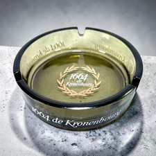 Vintage Kronenbourg 1664 Smoked Glass Ashtray Made in France Barware 4.3” 11cm picture