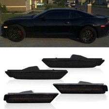 4X Smoked Lens Front &Rear Side Marker Lights Housing For 2010-2015 Chevy Camaro picture