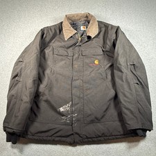 Carhartt Duck Canvas Detroit Jacket Blanket Lined Distressed Men's 2XL picture
