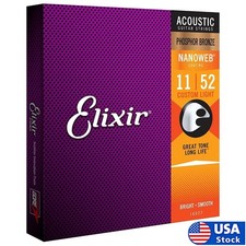 Elixir Phosphor Bronze Acoustic Guitar Strings Custom Light (11-52) USA picture