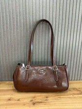 COACH CBJ05 Asher Shoulder Bag Dark Brown Glazed Leather Zip Top Satchel Handbag picture
