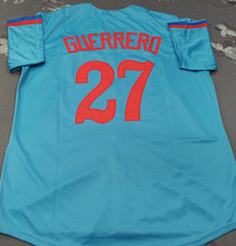 VINTAGE Vladimir Guerrero #27 Expos Throwback Powder Blue Sewn Stitched Jersey. picture
