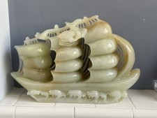20lb Vintage Chinese Boat Carving Jade Nephrite picture