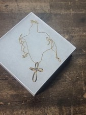 Genuine Authentic 14K Infinity Cross 4.8mm .4 Carat Diamond On 14K Chain 2.8 gms picture