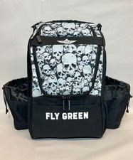 FLY GREEN DISC GOLF BACKPACK NUMBSKULL w/ 2 DRINK HOLDERS HOLDS 20-25 DISCS picture