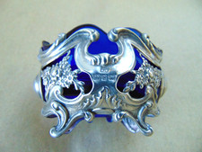 WONDERFUL VICTORIAN STERLING SILVER FLOWERS SCROLL SALT POT  1898 picture
