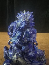 Stunning Vintage Chinese Dragon Lapis Lazuli Carved Cabinet Vase (c. 20th C) picture