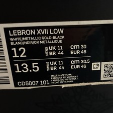 Nike LeBron 17 Low Metallic Gold White/Metallic Gold/Black CD5007-101 picture
