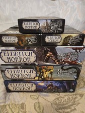 HUGE Eldritch Horror Board Game Lot  - Most Factory Sealed or Sleeved Cards picture