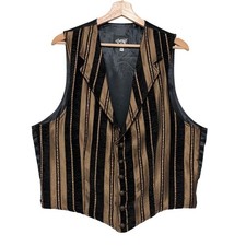 Shrine Men's Gothic Aristocrat Vest Gold Black Victorian Tapestry Steampunk XL picture