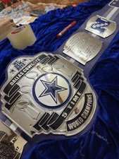 Dallas Cowboys championship belt ,5X champion, Nikal plated,Leather strap.Adult picture