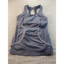 Athleta Womens Gray Racerback Tank Top Built-In Bra Back Zip Pocket Small 201872 picture