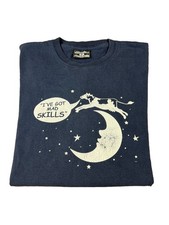 Novelty T Shirt Medium Vintage 2000s Y2K Steve & Barry’s Cow Moon Navy Blue picture