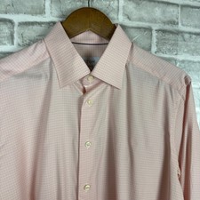 Eton Contemporary Fit Dress Shirt Mens 16.5 LARGE Pink Micro Check Long Sleeve picture