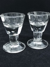 Victorian pair of glass penny licks,thick ribbed capstan style stems,c1880-1900  picture