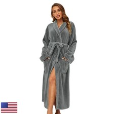 RONGTAI Womens Bathrobe Fleece Plush Long Robe XX-Large Gray picture