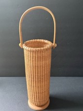 Vtg Tall Nantucket Basket Swing Handle Wine Flower Holder Coastal Decor Wicker picture