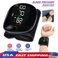 LED Blood Pressure Monitor Wrist Rechargeable Voice Broadcast Heart Rate Machine picture