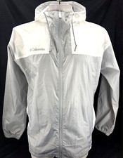 NEW Columbia Flash Challenger Full Zip Gray Hooded Windbreaker Jacket Men's L picture