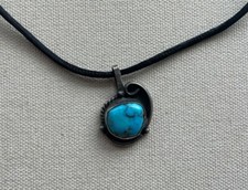Navajo Turquoise Pendant Necklace Cable Caviar Squash Blossom Native American 16 picture