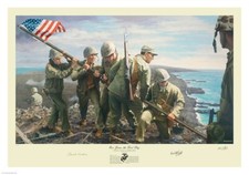The first flag raising over Iwo Jima art autographed by Chuck Lindberg & more picture