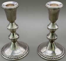 Vintage Duchin Creation Weighted Sterling Silver Candlesticks Pair Gadroon 6.25