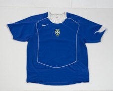 Brazil Jersey Mens Large Blue Nike T90 Away CBF 2004-06 Vintage Football Soccer picture