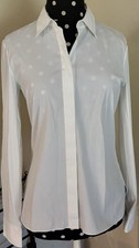 THEORY-Classic White Long Sleeve Button Front Stretch Cotton Shirt-Size Small picture