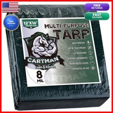 CARTMAN 12x16Ft Multipurpose Waterproof Poly Tarp Cover 8 Mil, Green 12'×16' picture
