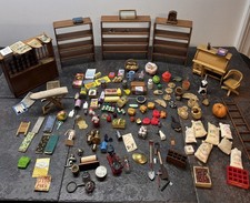 Vintage Lot Of Miniature Dollhouse Items - Mixed Lot W/Furniture & Accessories picture