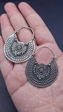 Very Vintage Beautiful Old Design Sliver Tone Antique Pair Earrings picture