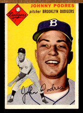 1954 TOPPS #166 JOHNNY PODRES BROOKLYN DODGERS (EXCELLENT CONDITION) picture