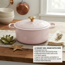Le Creuset Holiday Tree Cast Iron Dutch Oven 4.5Qt -Shell Pink picture